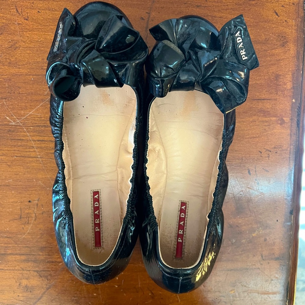 Prada Bow Ballet Flats Black size 38